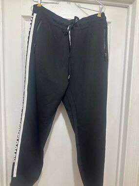 Karl Lagerfeld Black Joggers with White Side Stripe